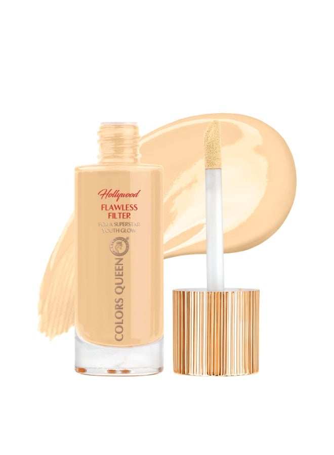 Colors Queen Hollywood Flawless Filter Liquid Foundation | Blurs Pores & Imperfection | Smooth Radiant Finish with Hydrating Formula | Long Lasting & Waterproof Foundation for Women (01 - Fair, 35ml) - Image 1